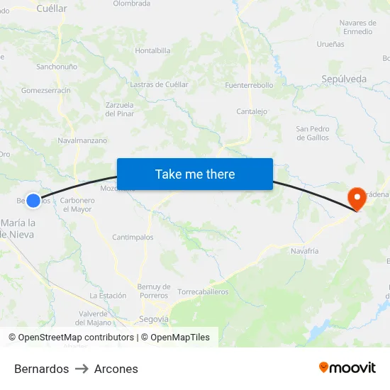 Bernardos to Arcones map