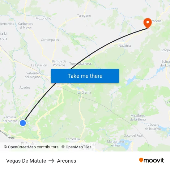 Vegas De Matute to Arcones map