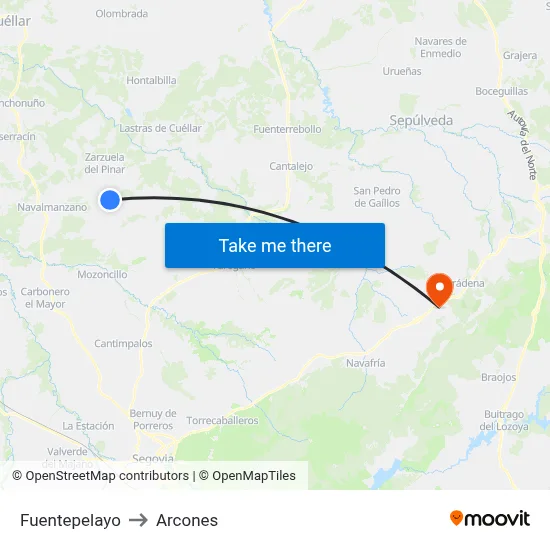 Fuentepelayo to Arcones map