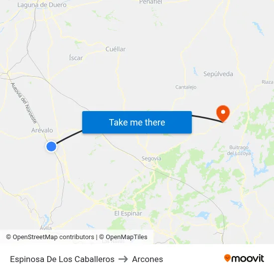 Espinosa De Los Caballeros to Arcones map