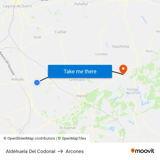 Aldehuela Del Codonal to Arcones map