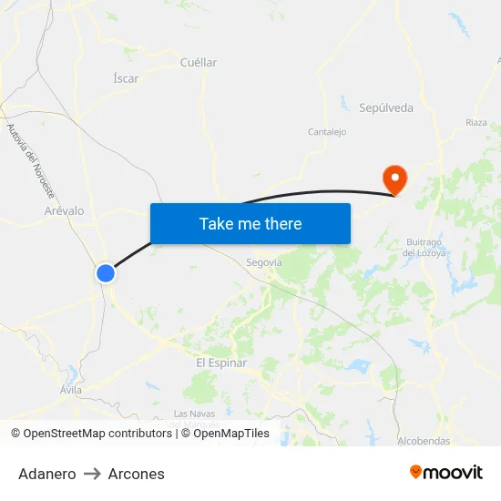 Adanero to Arcones map