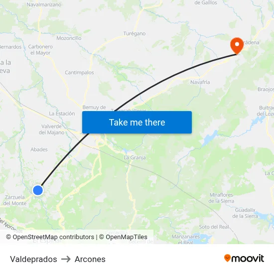Valdeprados to Arcones map
