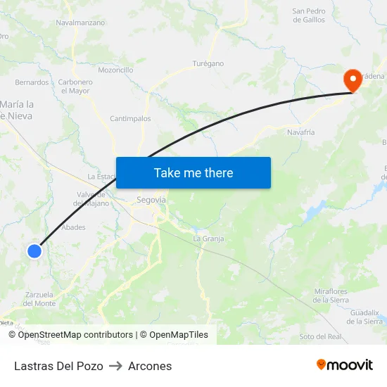 Lastras Del Pozo to Arcones map