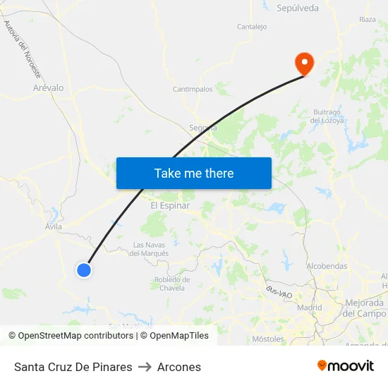 Santa Cruz De Pinares to Arcones map