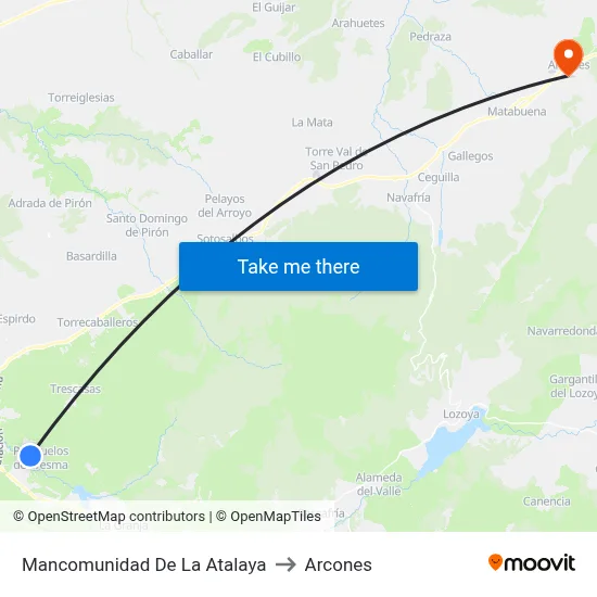 Mancomunidad De La Atalaya to Arcones map