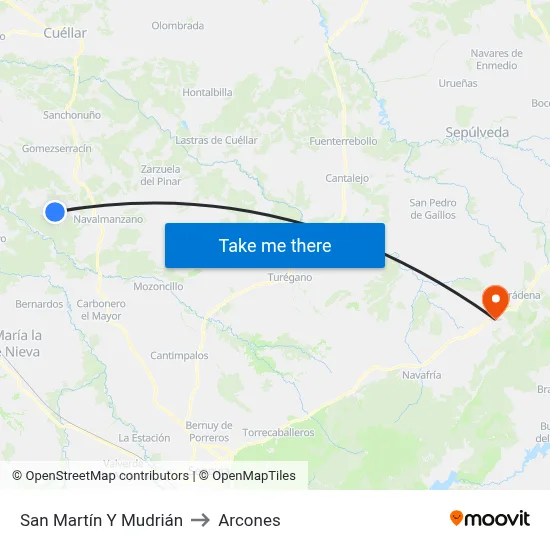 San Martín Y Mudrián to Arcones map