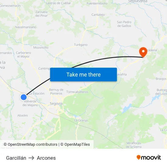 Garcillán to Arcones map