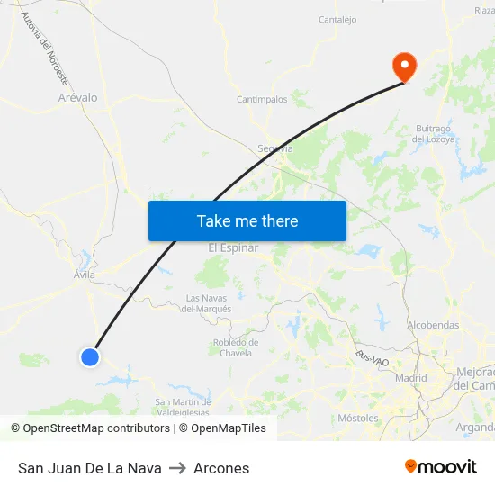 San Juan De La Nava to Arcones map