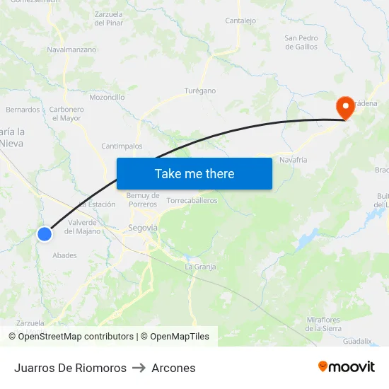 Juarros De Riomoros to Arcones map