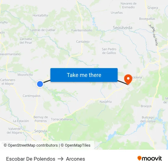 Escobar De Polendos to Arcones map
