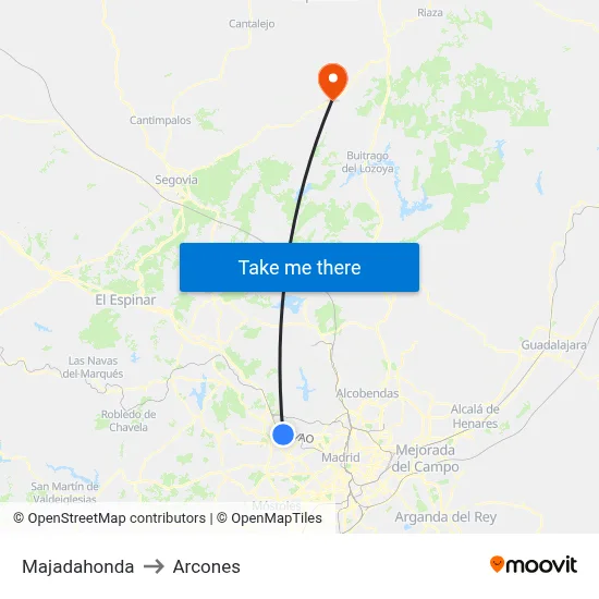 Majadahonda to Arcones map