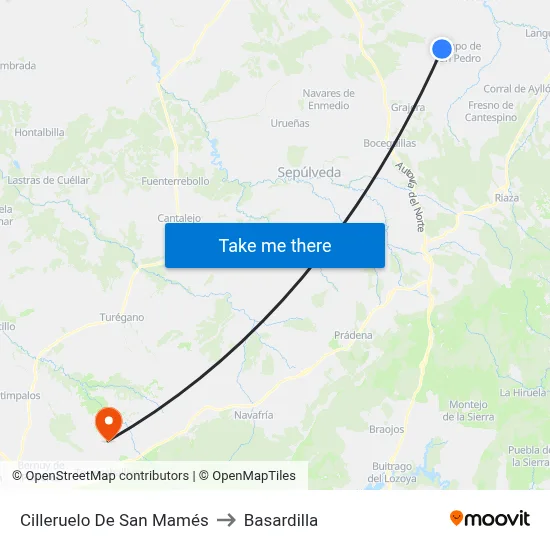 Cilleruelo De San Mamés to Basardilla map