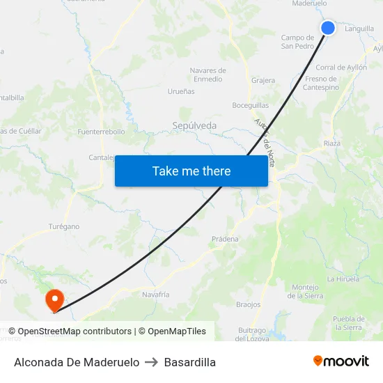 Alconada De Maderuelo to Basardilla map
