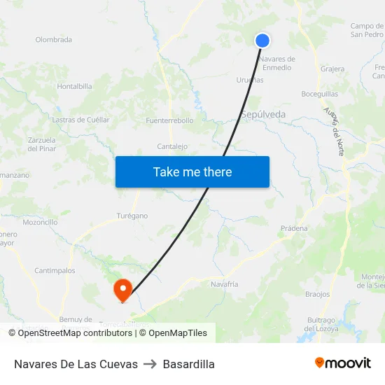Navares De Las Cuevas to Basardilla map