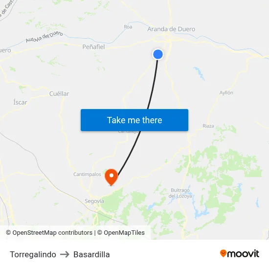 Torregalindo to Basardilla map