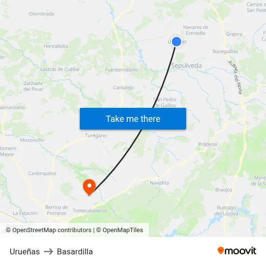 Urueñas to Basardilla map