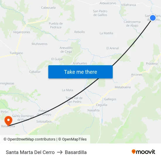Santa Marta Del Cerro to Basardilla map