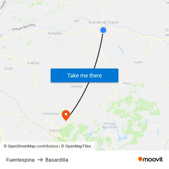 Fuentespina to Basardilla map