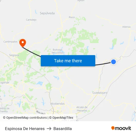 Espinosa De Henares to Basardilla map