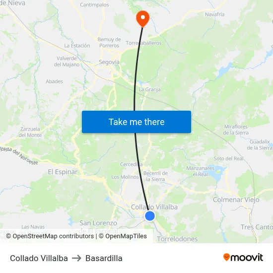 Collado Villalba to Basardilla map