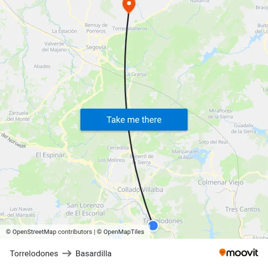 Torrelodones to Basardilla map