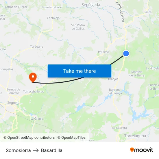 Somosierra to Basardilla map