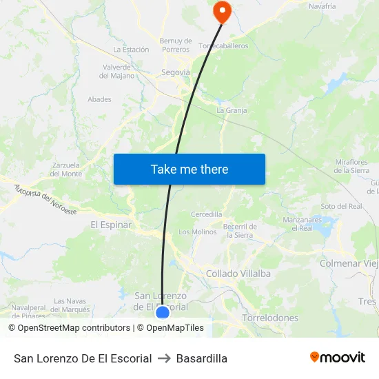 San Lorenzo De El Escorial to Basardilla map