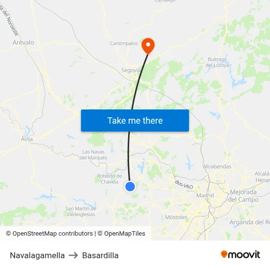 Navalagamella to Basardilla map