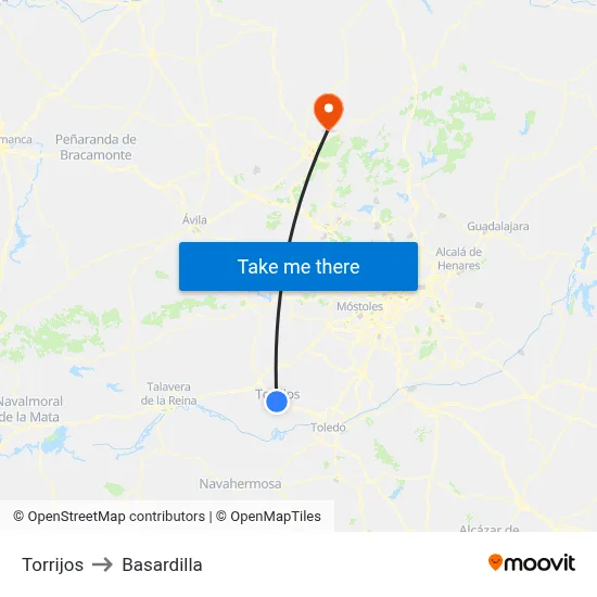 Torrijos to Basardilla map