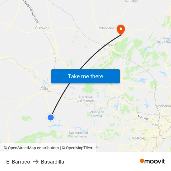 El Barraco to Basardilla map