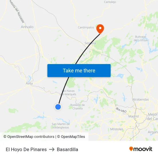 El Hoyo De Pinares to Basardilla map