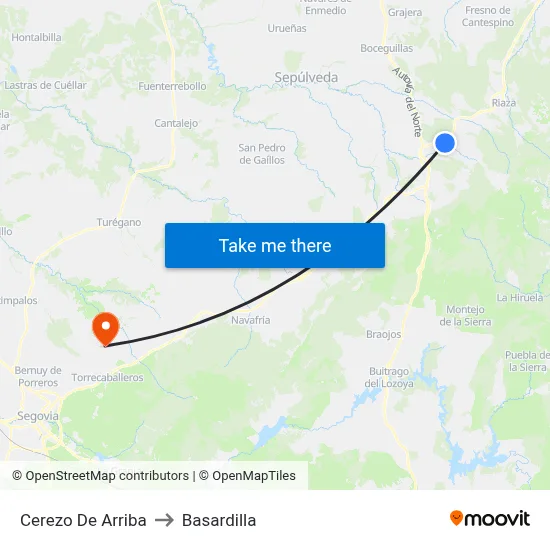 Cerezo De Arriba to Basardilla map