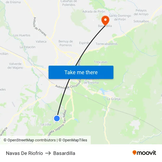 Navas De Riofrío to Basardilla map