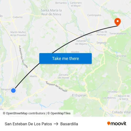 San Esteban De Los Patos to Basardilla map