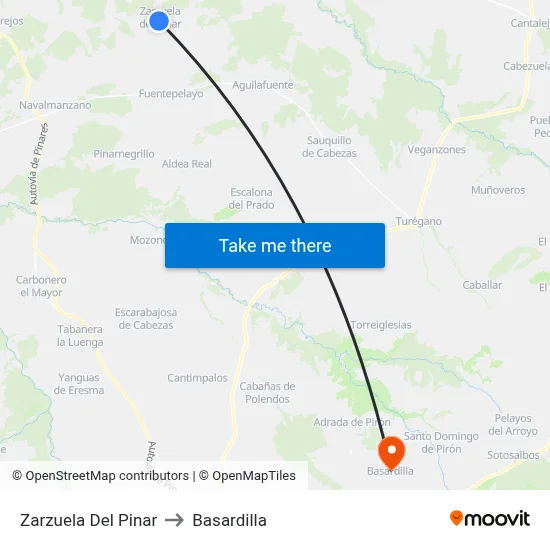 Zarzuela Del Pinar to Basardilla map