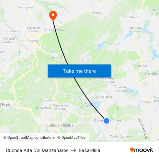 Cuenca Alta Del Manzanares to Basardilla map
