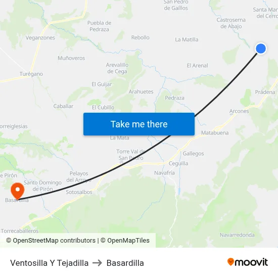 Ventosilla Y Tejadilla to Basardilla map