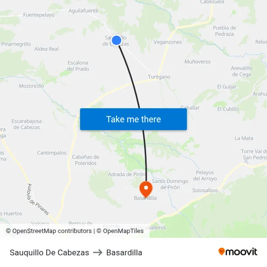 Sauquillo De Cabezas to Basardilla map