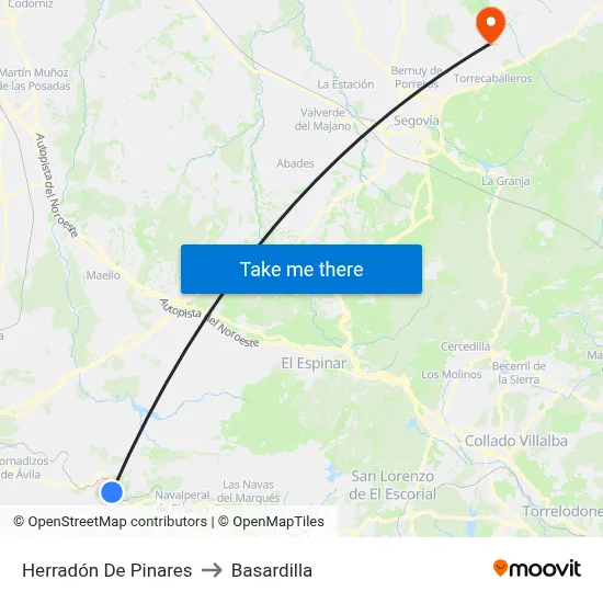 Herradón De Pinares to Basardilla map