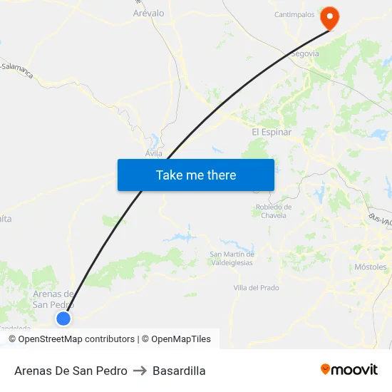 Arenas De San Pedro to Basardilla map