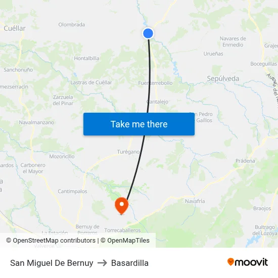 San Miguel De Bernuy to Basardilla map