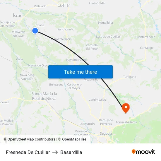 Fresneda De Cuéllar to Basardilla map