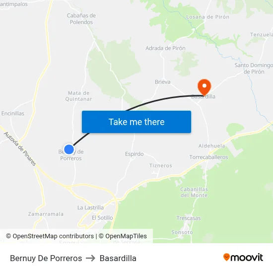 Bernuy De Porreros to Basardilla map