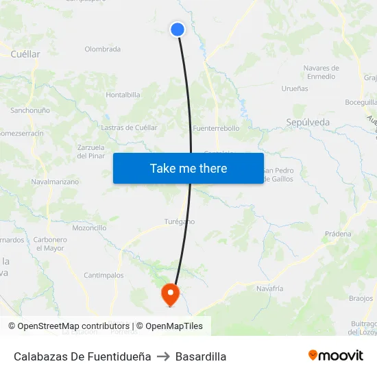 Calabazas De Fuentidueña to Basardilla map