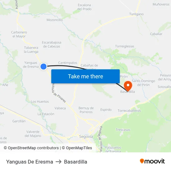 Yanguas De Eresma to Basardilla map