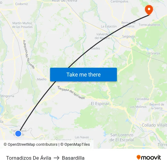 Tornadizos De Ávila to Basardilla map