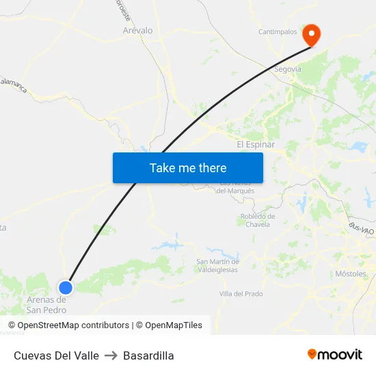 Cuevas Del Valle to Basardilla map