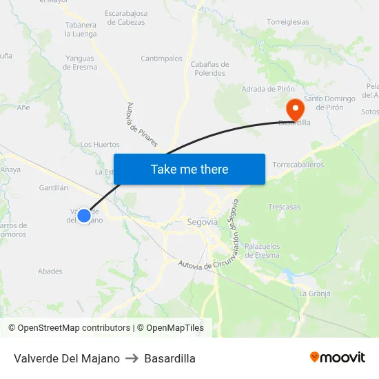 Valverde Del Majano to Basardilla map