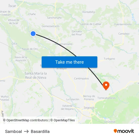 Samboal to Basardilla map